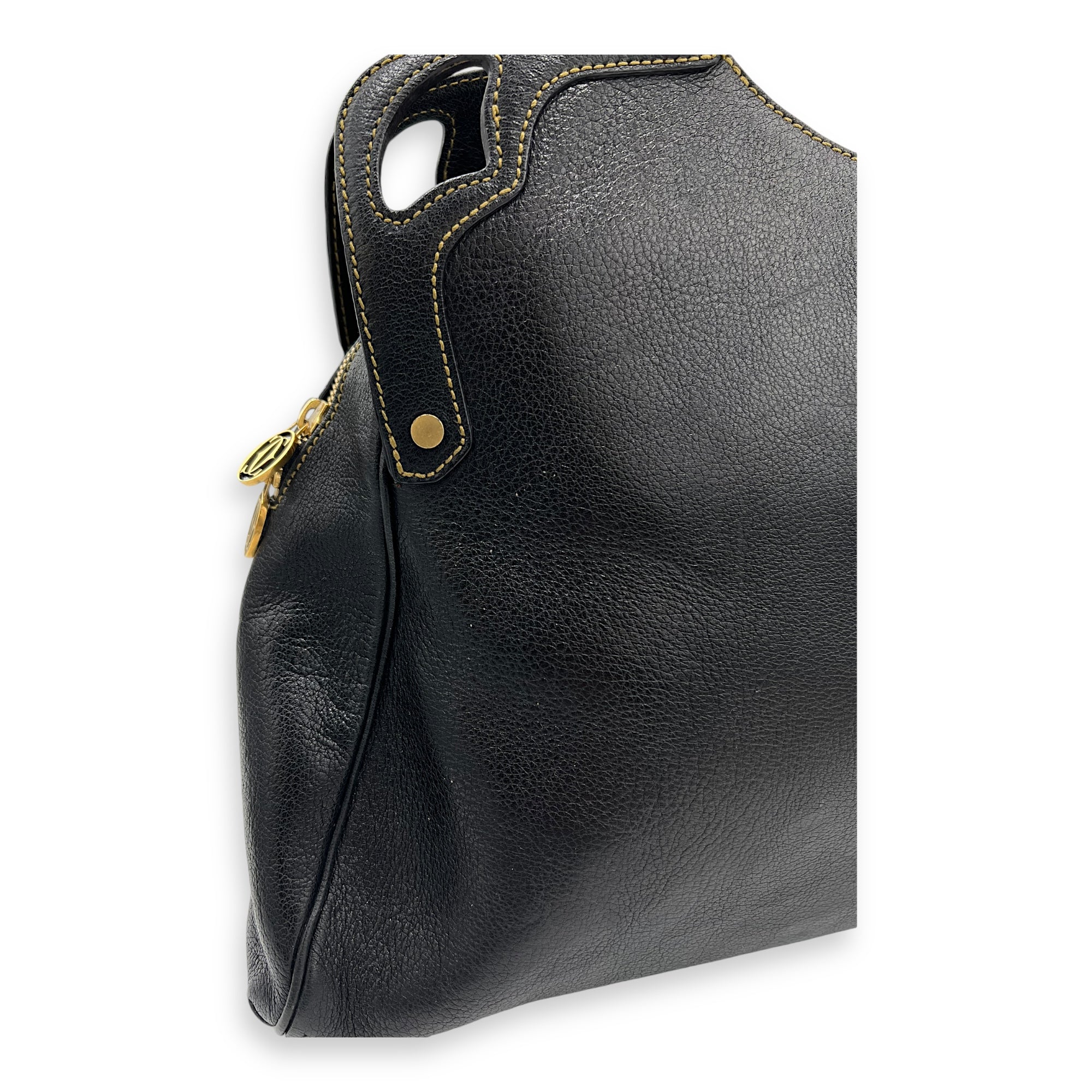 Marcello Top Handle Bag Black in Calfskin, Gold hardware