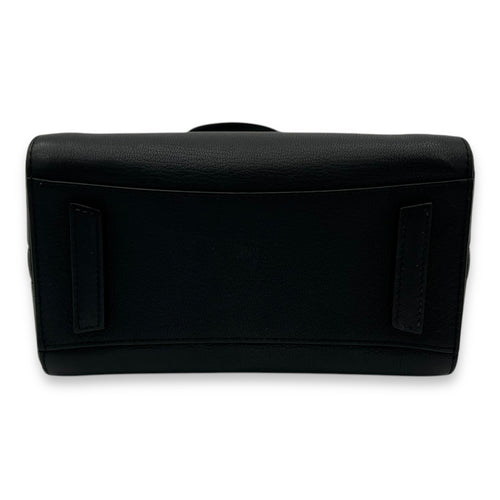 Antigona Mini Black Top Handle Bag in Goat Leather, Silver hardware