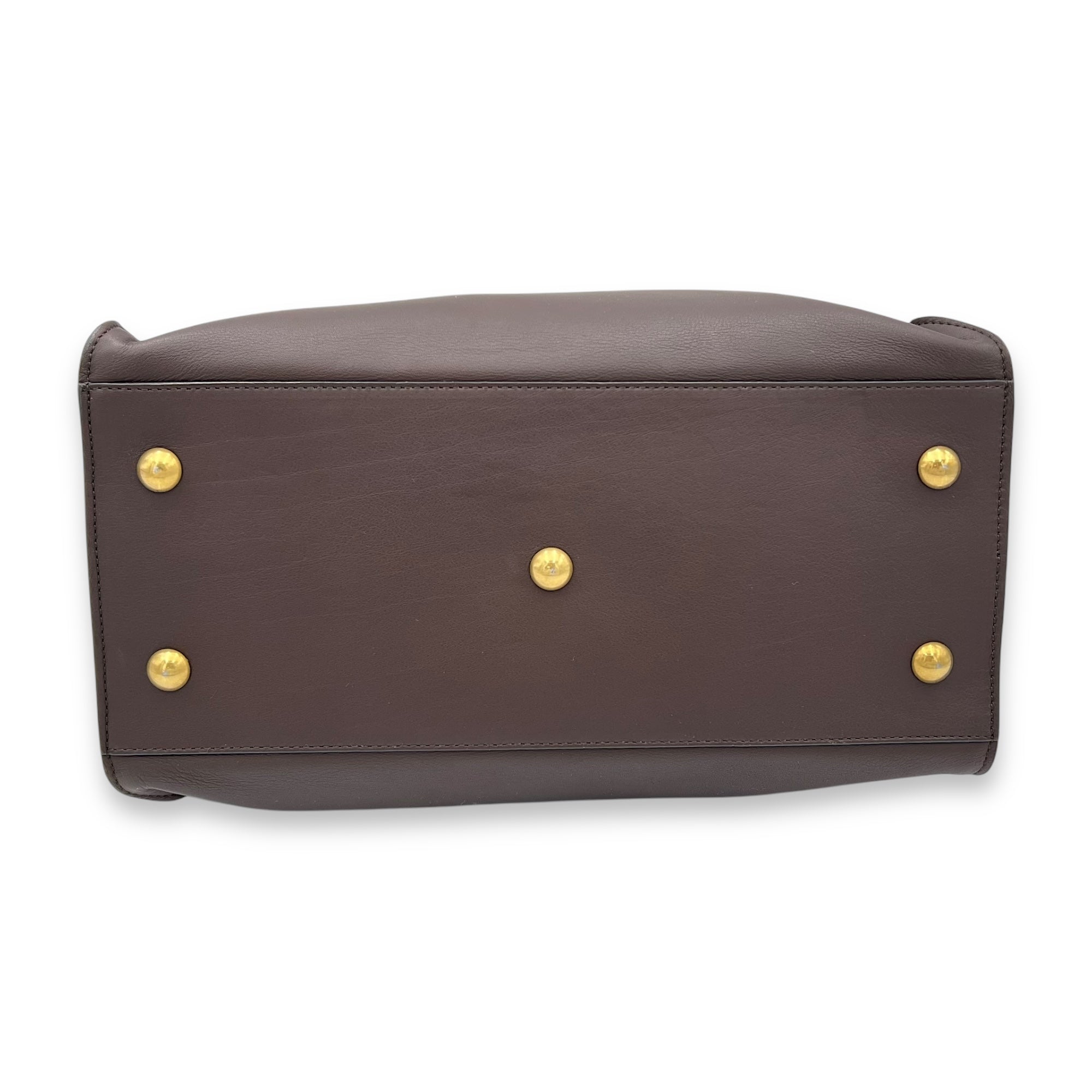 Chyc Top Handle Bag Brown in Calfskin, Gold hardware