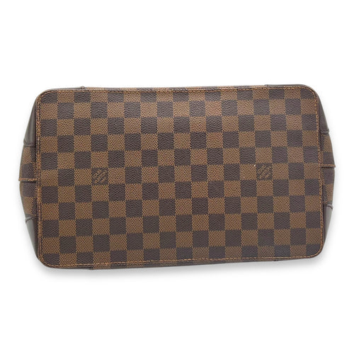 Hampstead PM Damier Ebene Top Handle Bag in Coated Canvas, Gold hardware