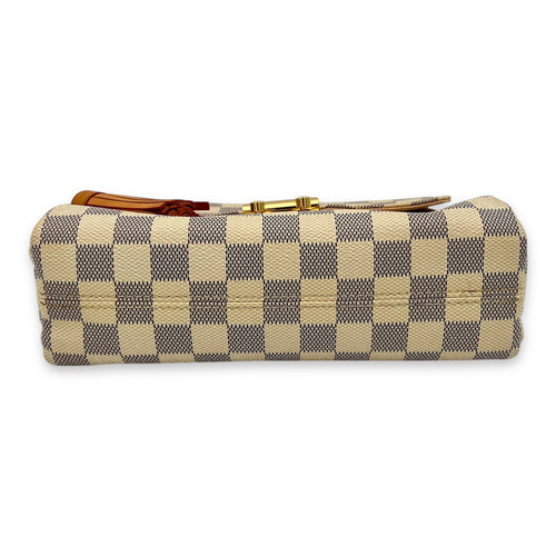 Croisette Top Handle Bag Damier Azur in Coated Canvas, Gold hardware