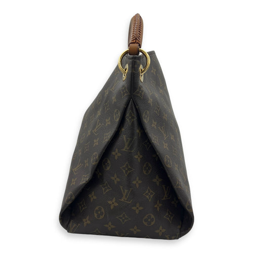 Artsy Top Handle Bag Brown in Monogram Coated Canvas, Gold hardware