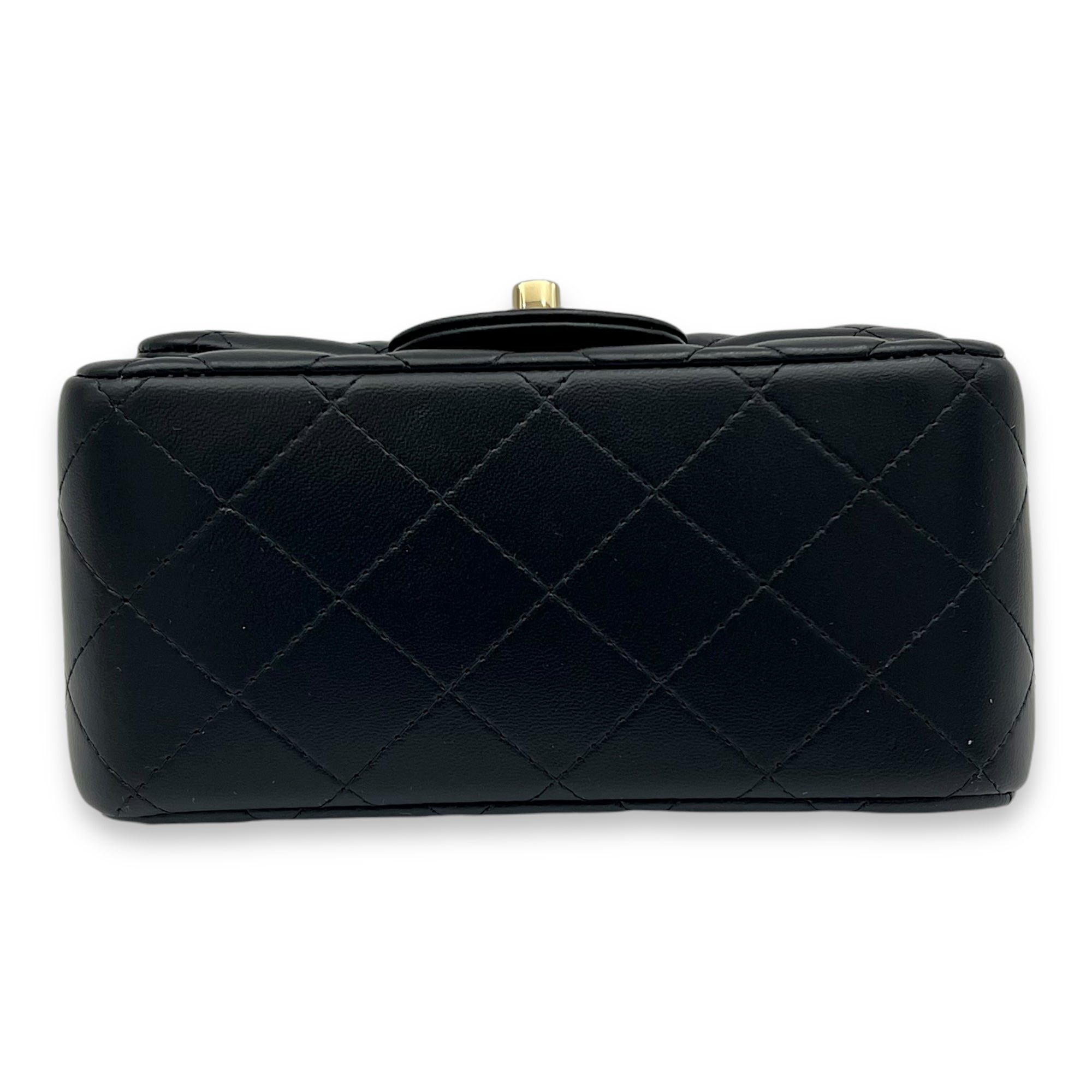 Square Bag Shoulder Bag Black in Lambskin, Gold hardware