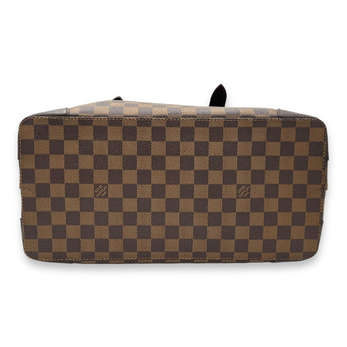 Hampstead MM Damier Ebene Top Handle Bag in Coated Canvas, Gold hardware