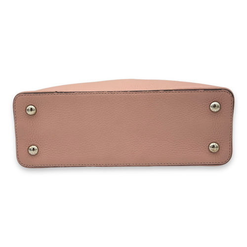 Capucines PM Pink Top Handle Bag in Taurillon Leather, Silver hardware