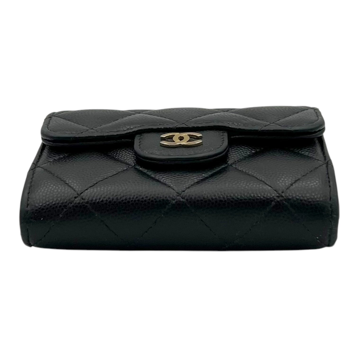 Classic Flap Cardholder Black Wallet On Chain in Caviar Leather, Gold hardware