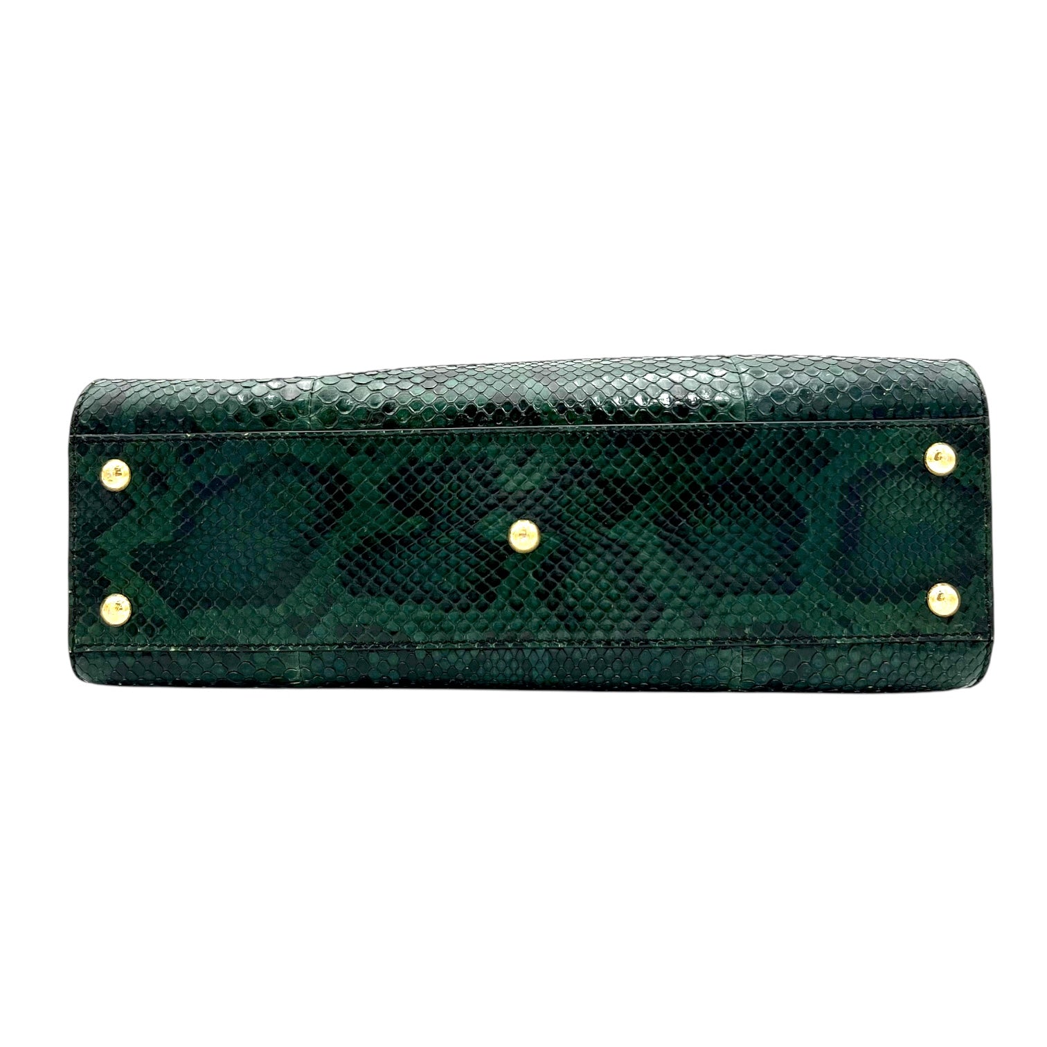 Peekaboo Top Handle Bag Green in Python Embossed Calfskin, Gold hardware