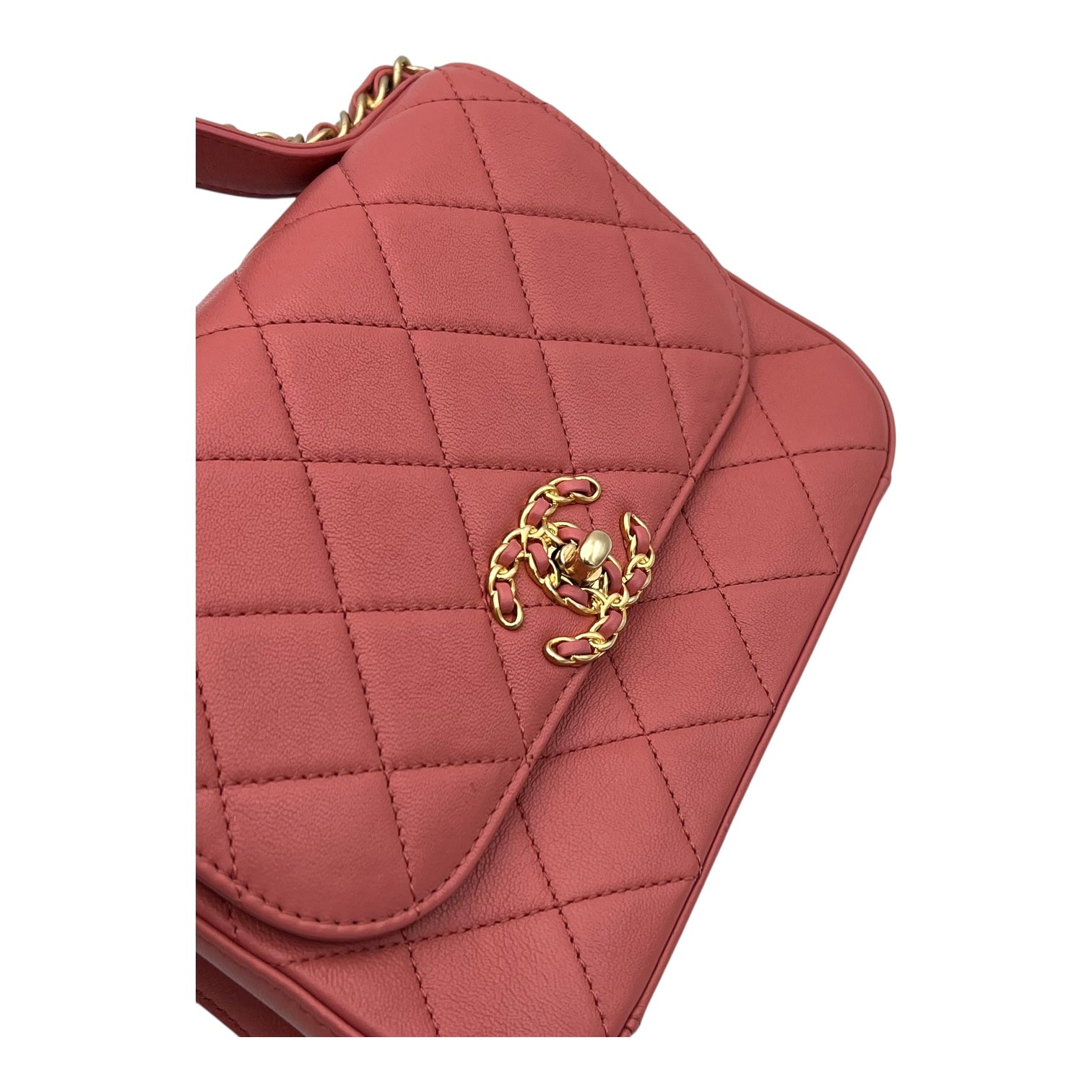 Infinity Pink Top Handle Bag in Goat Leather, Gold hardware