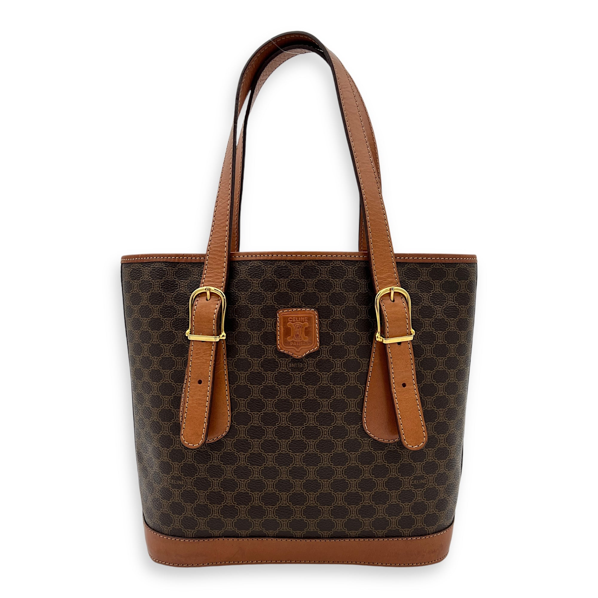 Macadam Tote Bag Brown in Coated Canvas, Gold hardware