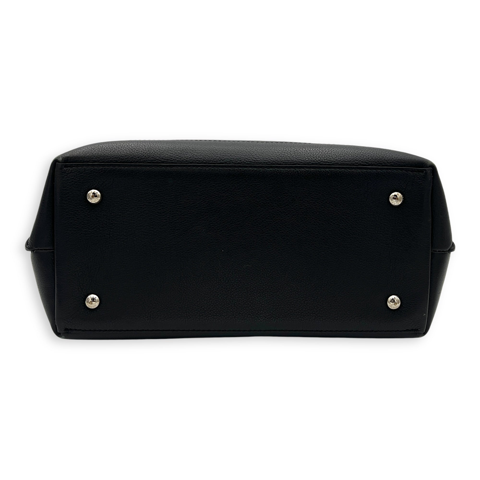 LockMe Ever MM Black Top Handle Bag in Calfskin, Silver hardware