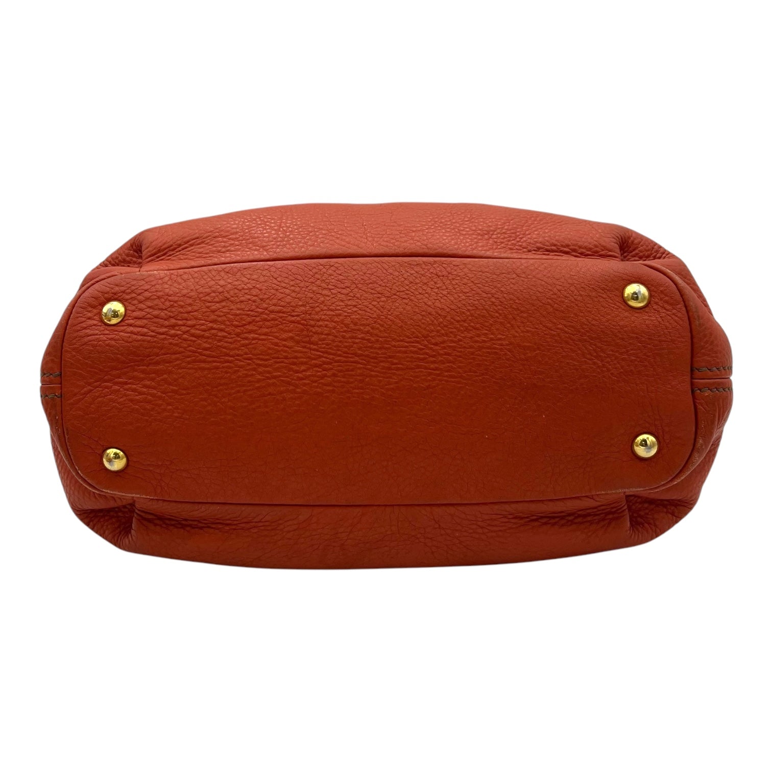 Logo Top Handle Bag Orange in Calfskin, Gold hardware