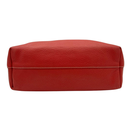 Logo Top Handle Bag Red in Calfskin, Gold hardware