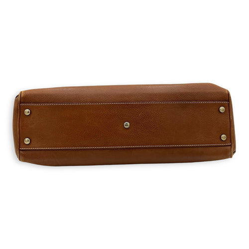 Marcello Shoulder Bag Brown in Calfskin, Gold hardware