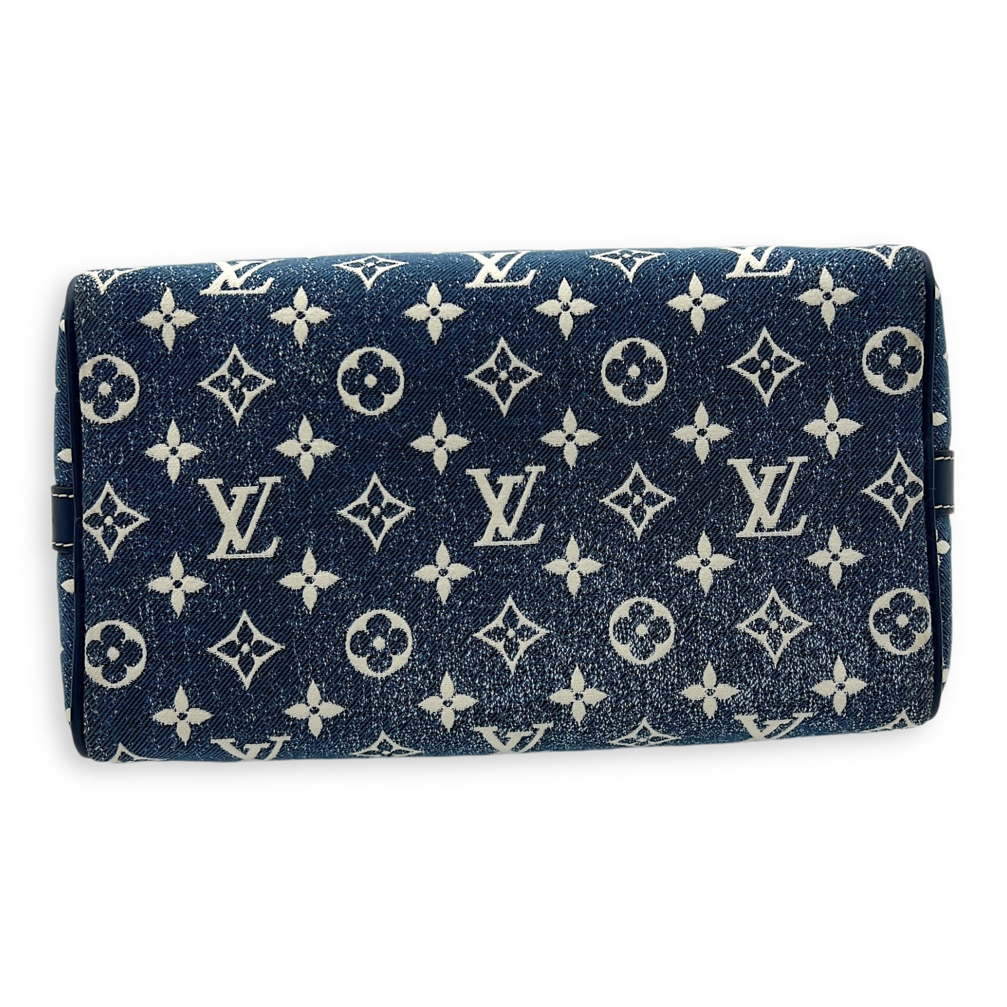 Speedy Top Handle Bag 30 Blue in Denim, Gold hardware