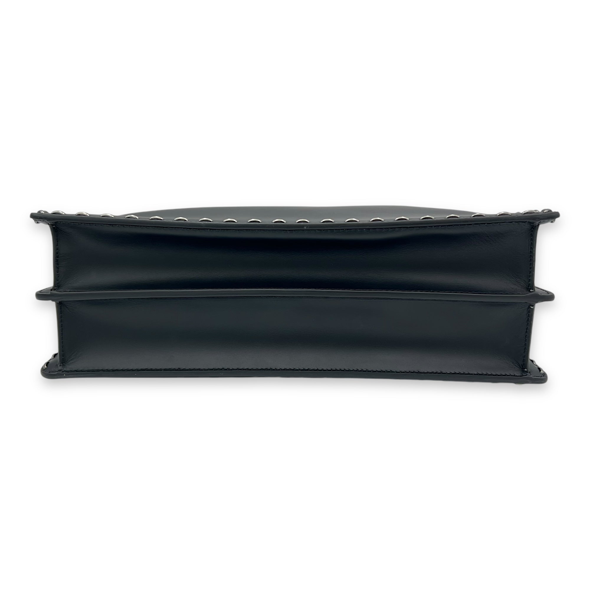 Peekaboo Top Handle Bag Black in Calfskin, Silver hardware