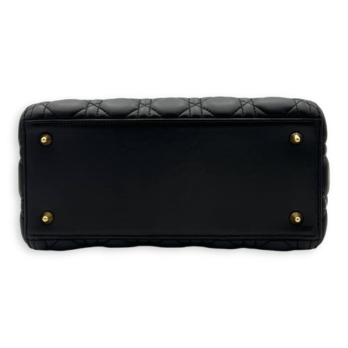 Lady Dior Medium Black Top Handle Bag in Lambskin, Gold hardware