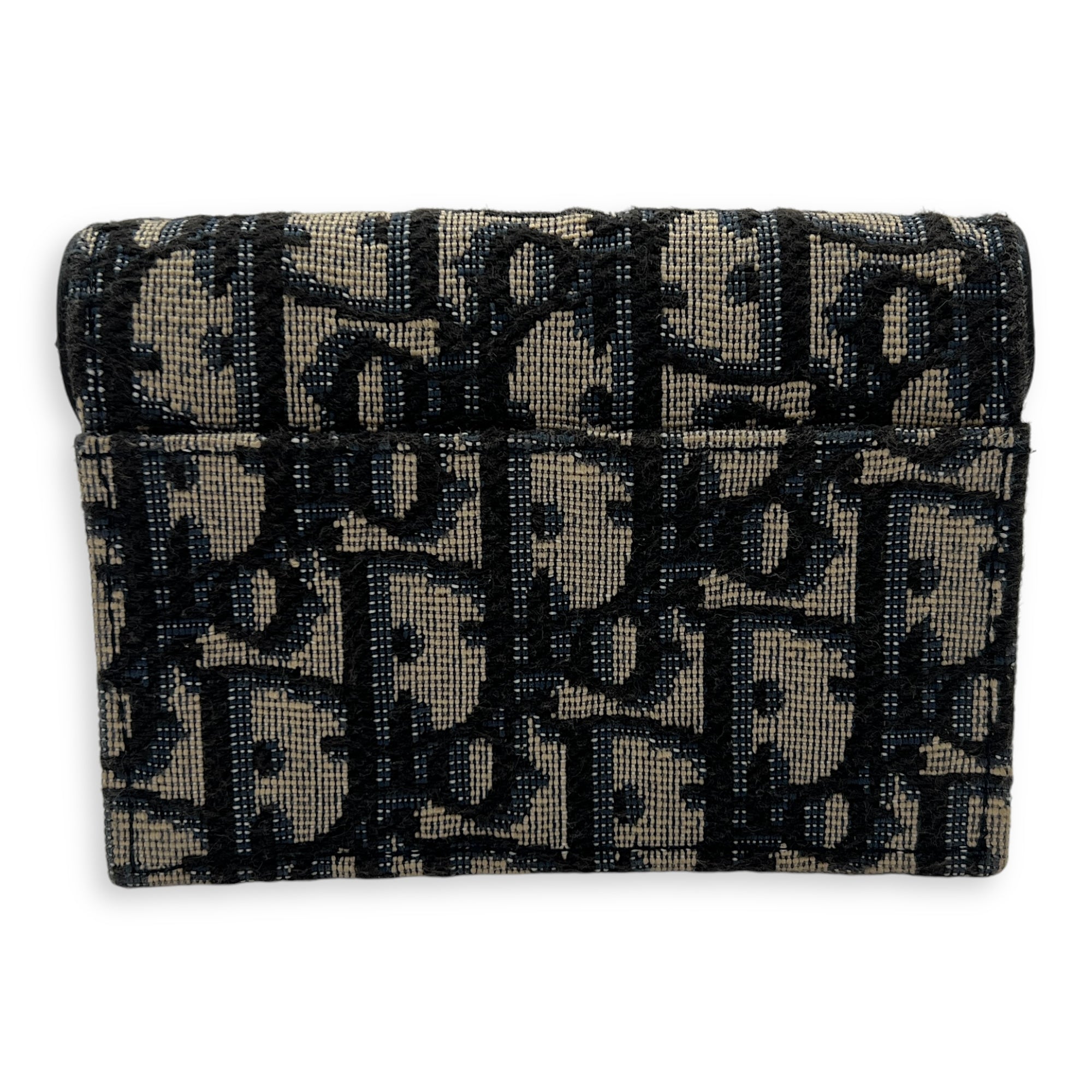 Saddle Wallet Blue in Jacquard, Gold hardware