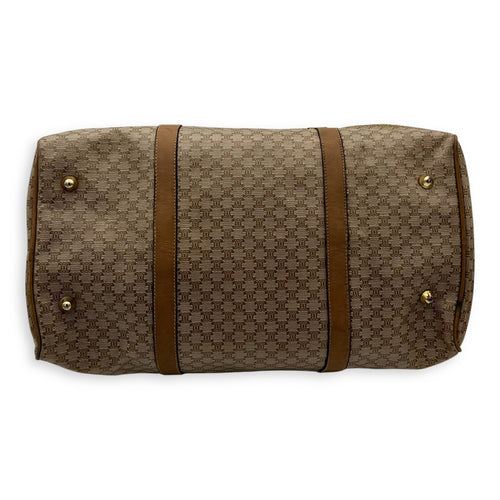 Boston Duffle Bag Brown in Coated Canvas, Gold hardware