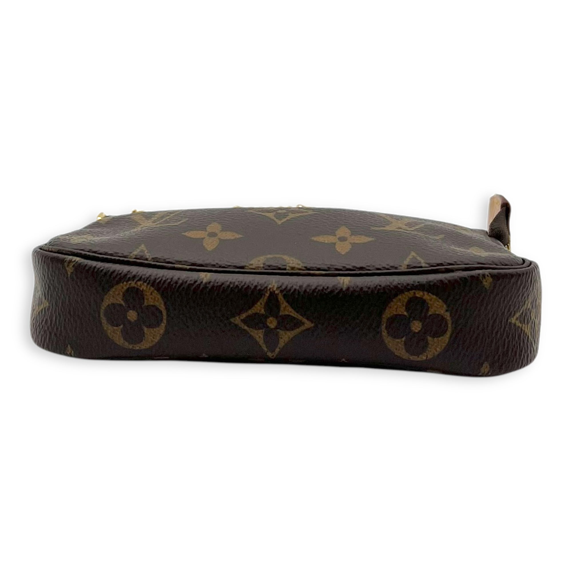 Pochette Pouch Mini Brown in Monogram Coated Canvas, Gold hardware