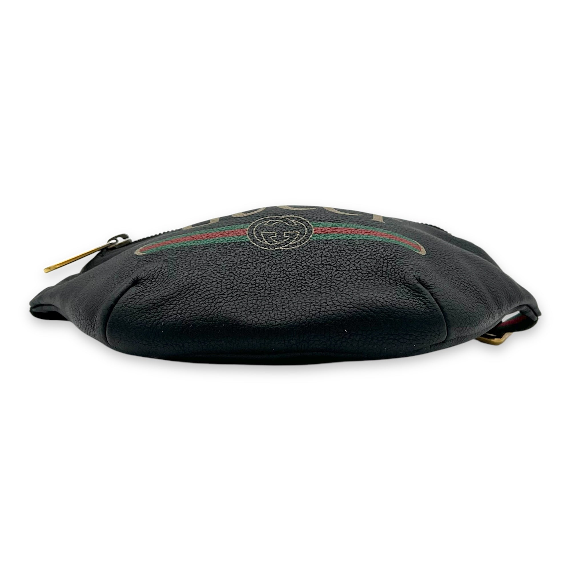 Ophidia Belt Bag Black in Calfskin, Gold hardware