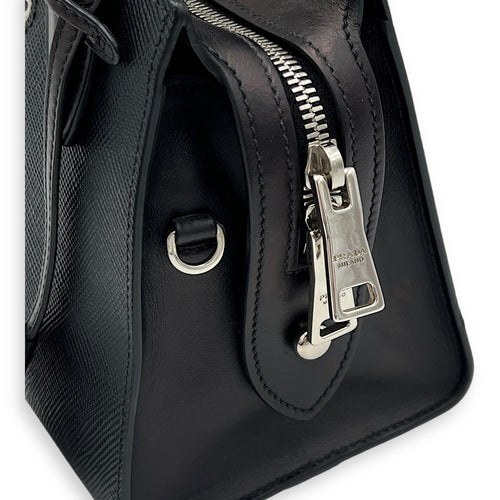 Kristen Top Handle Bag Black in Saffiano Leather, Silver hardware