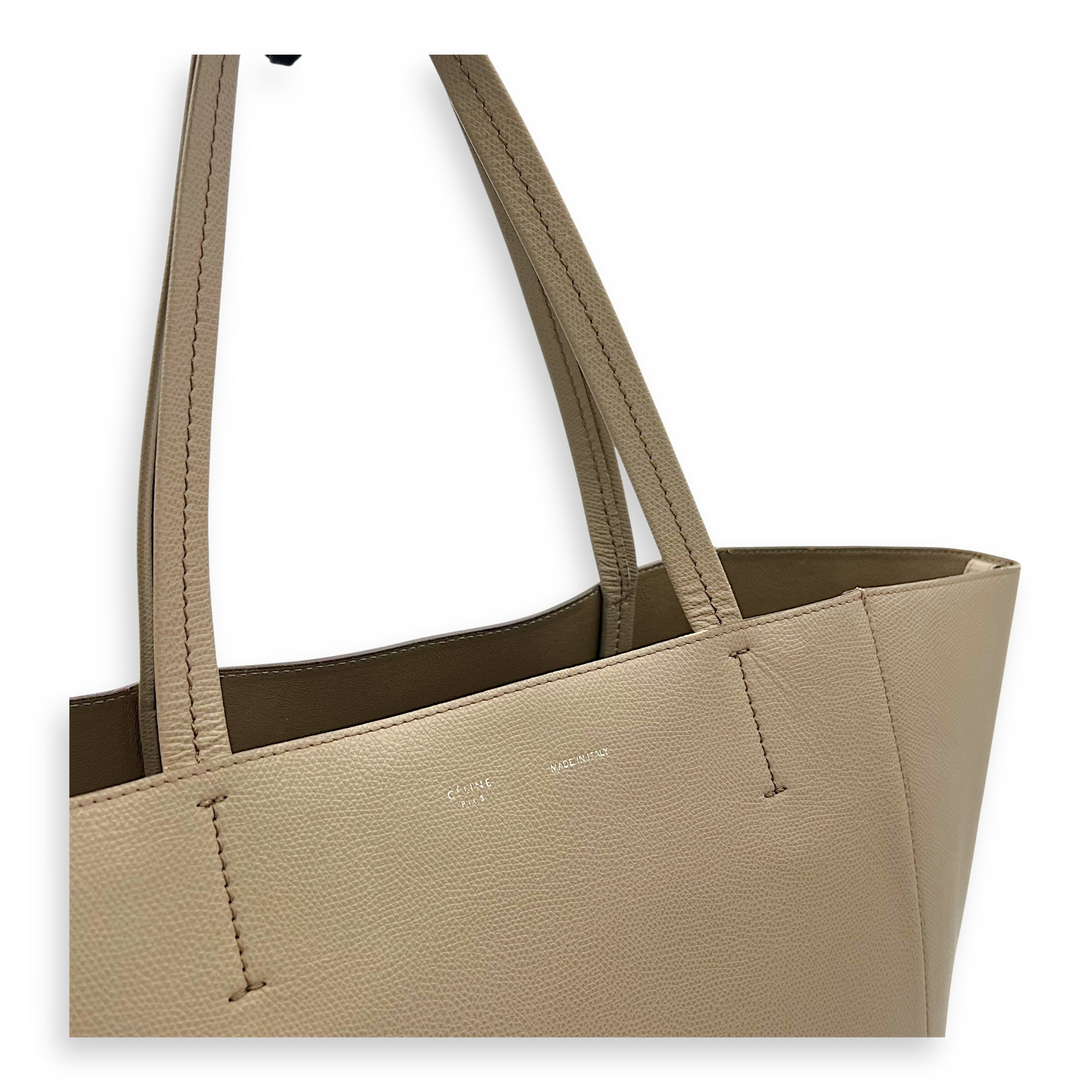 Phantom Cabas Tote Bag Grey in Calfskin, Gold hardware