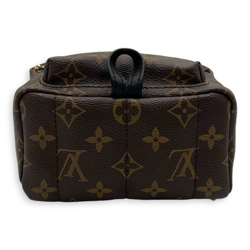 Palm Springs Backpack Mini Brown in Monogram Coated Canvas, Gold hardware