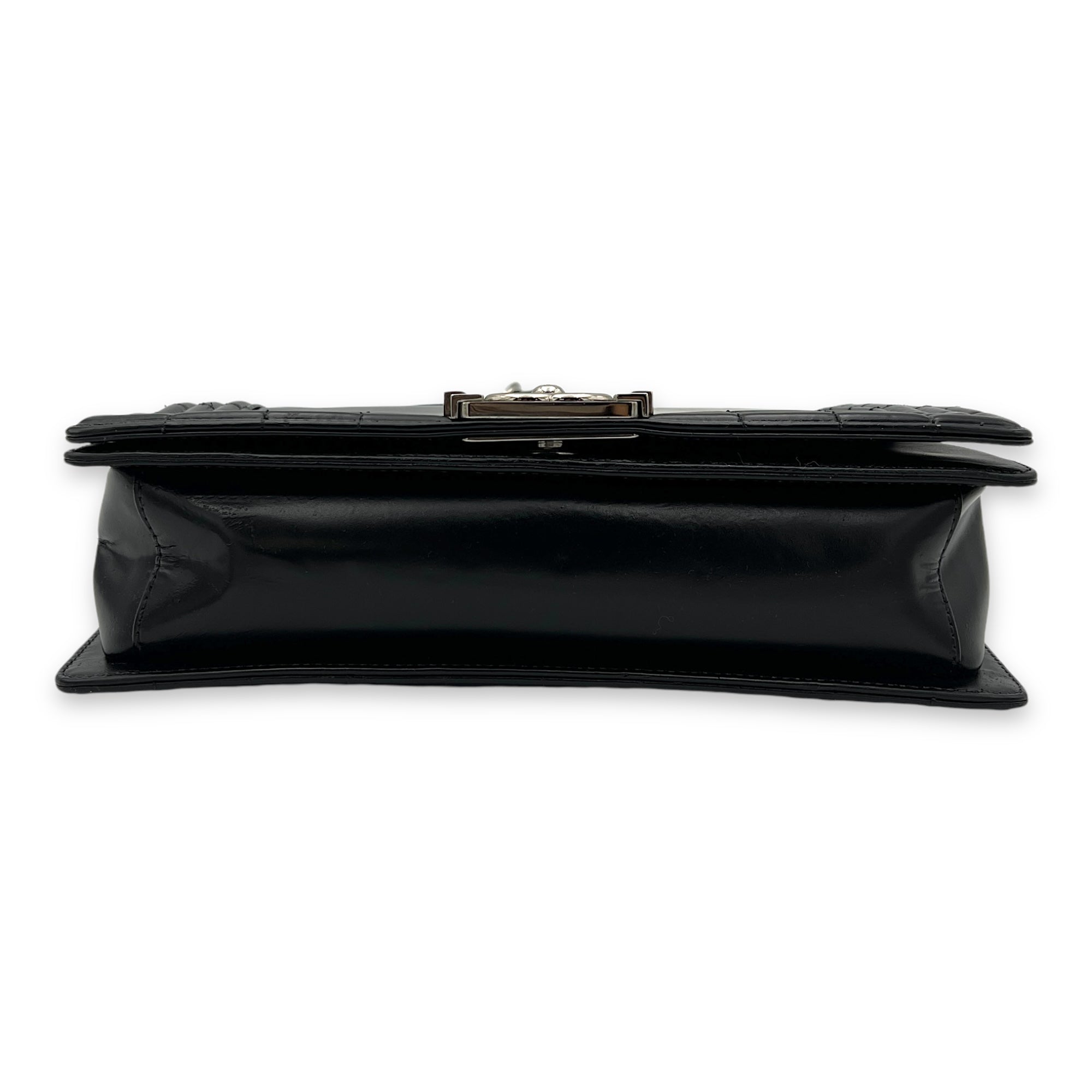 Boy Shoulder Bag Black in Calfskin, Silver hardware