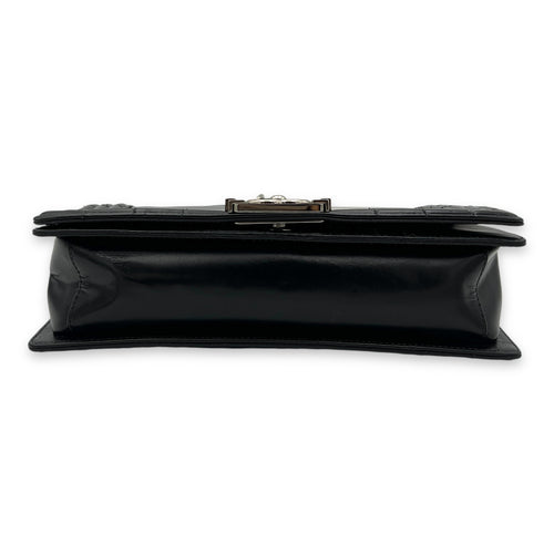 Boy Shoulder Bag Black in Calfskin, Silver hardware