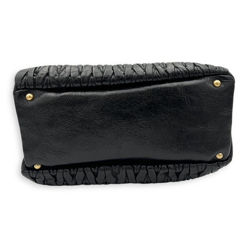 Coffer Top Handle Bag Black in Calfskin, Gold hardware