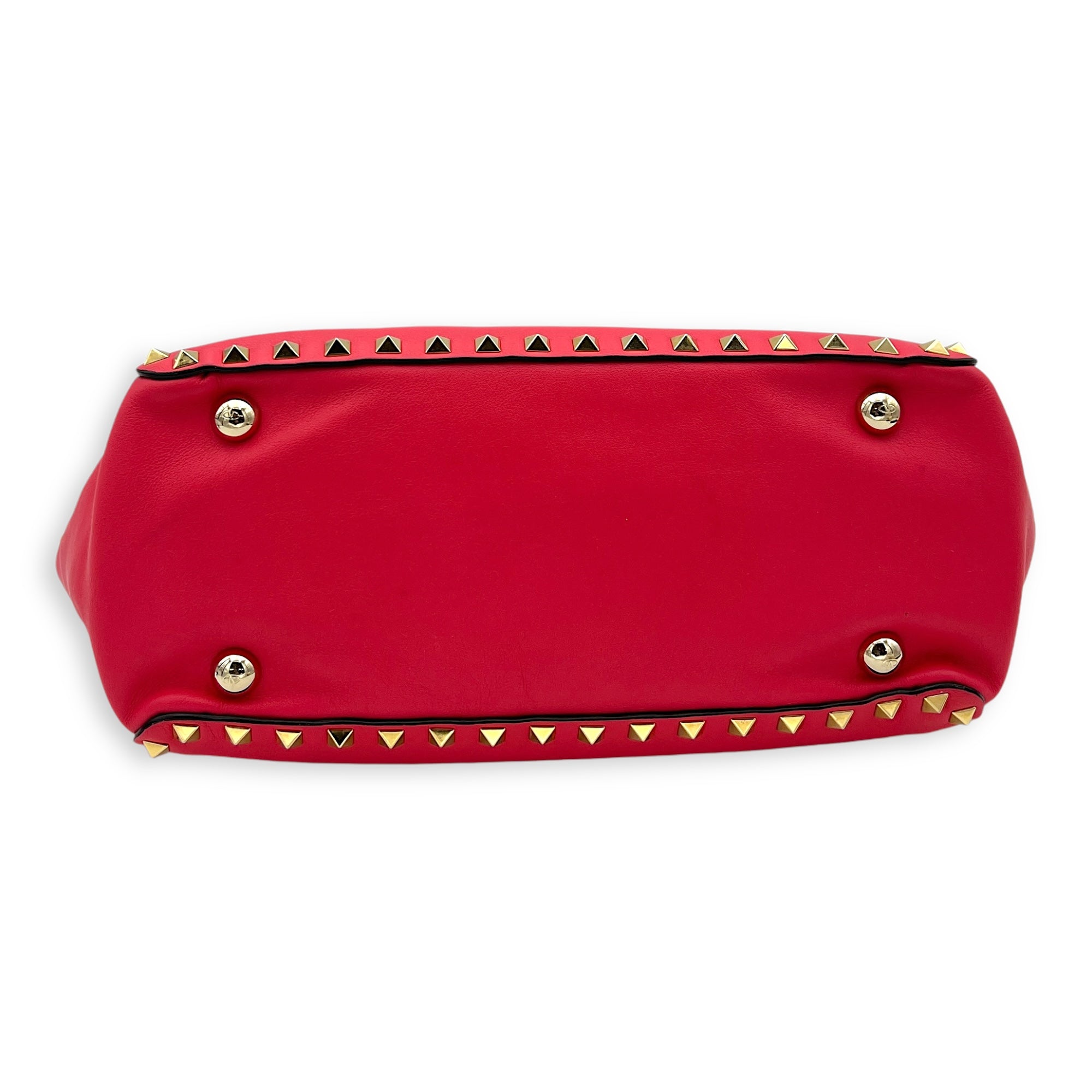 Rockstud Top handle bag in Calfskin, Gold Hardware