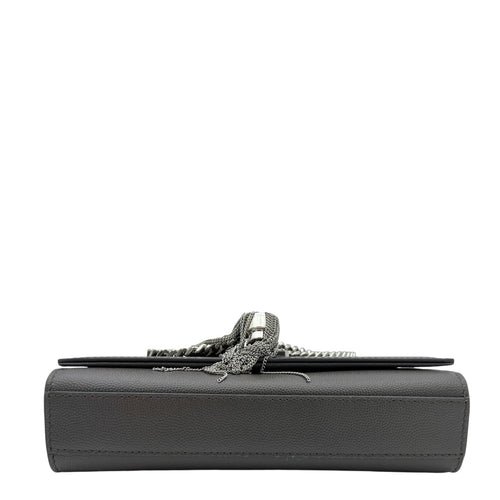 Saint Laurent Kate Small Grey Crossbody Bag in Caviar Leather, Silver hardware_5