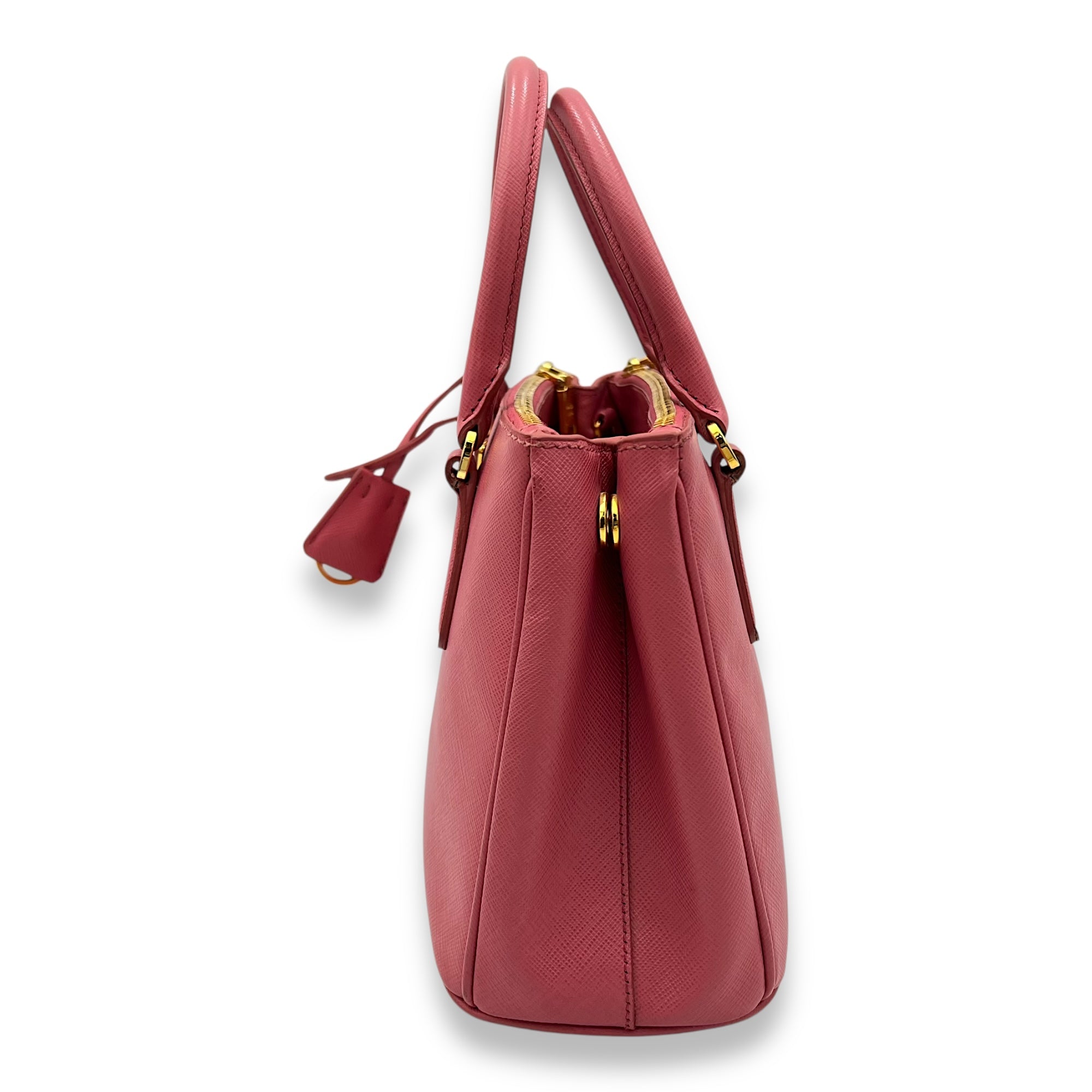 Prada Galleria Top Handle Bag Small Pink in Saffiano Leather, Gold hardware_4