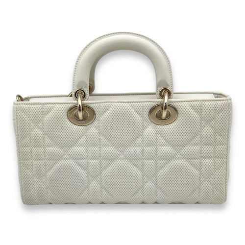 Christian Dior Lady D-Joy Maxi White Top Handle Bag in Mesh, Light Gold hardware_2