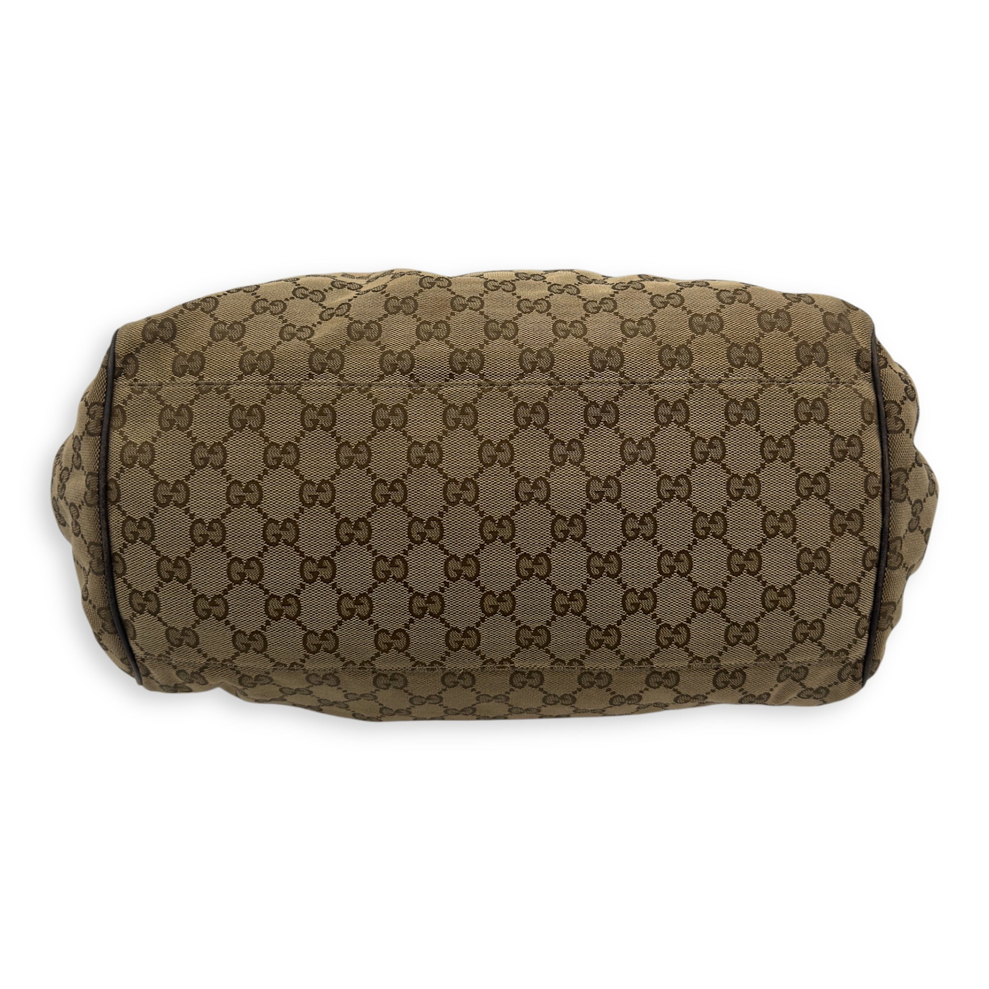 Gucci Sukey Top Handle Bag Brown in Canvas, Gold hardware_5