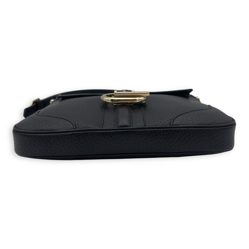 Gucci Logo Shoulder Bag Black in Calfskin, Gold hardware_7