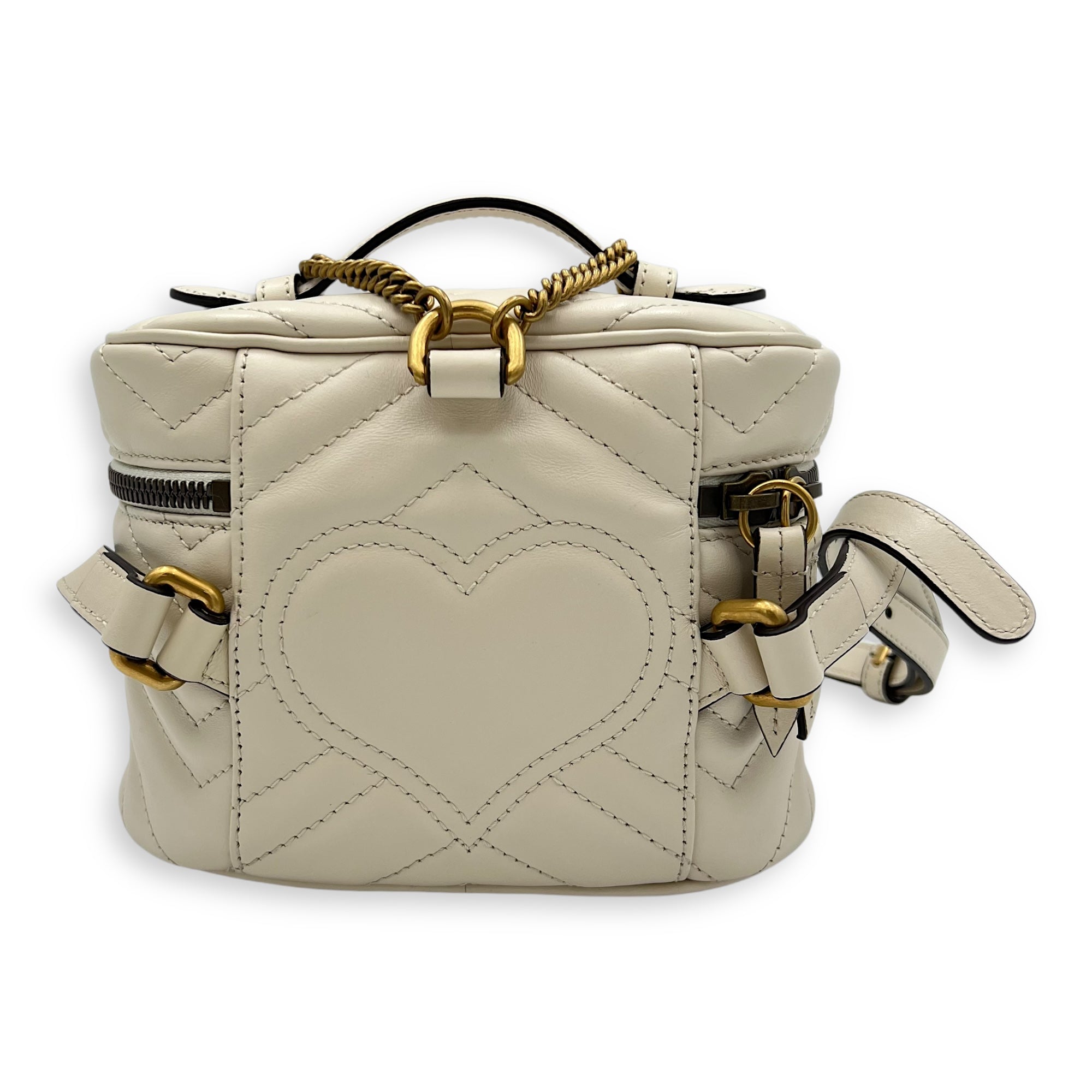 Gucci GG Marmont Backpack White in Calfskin, Gold hardware_2