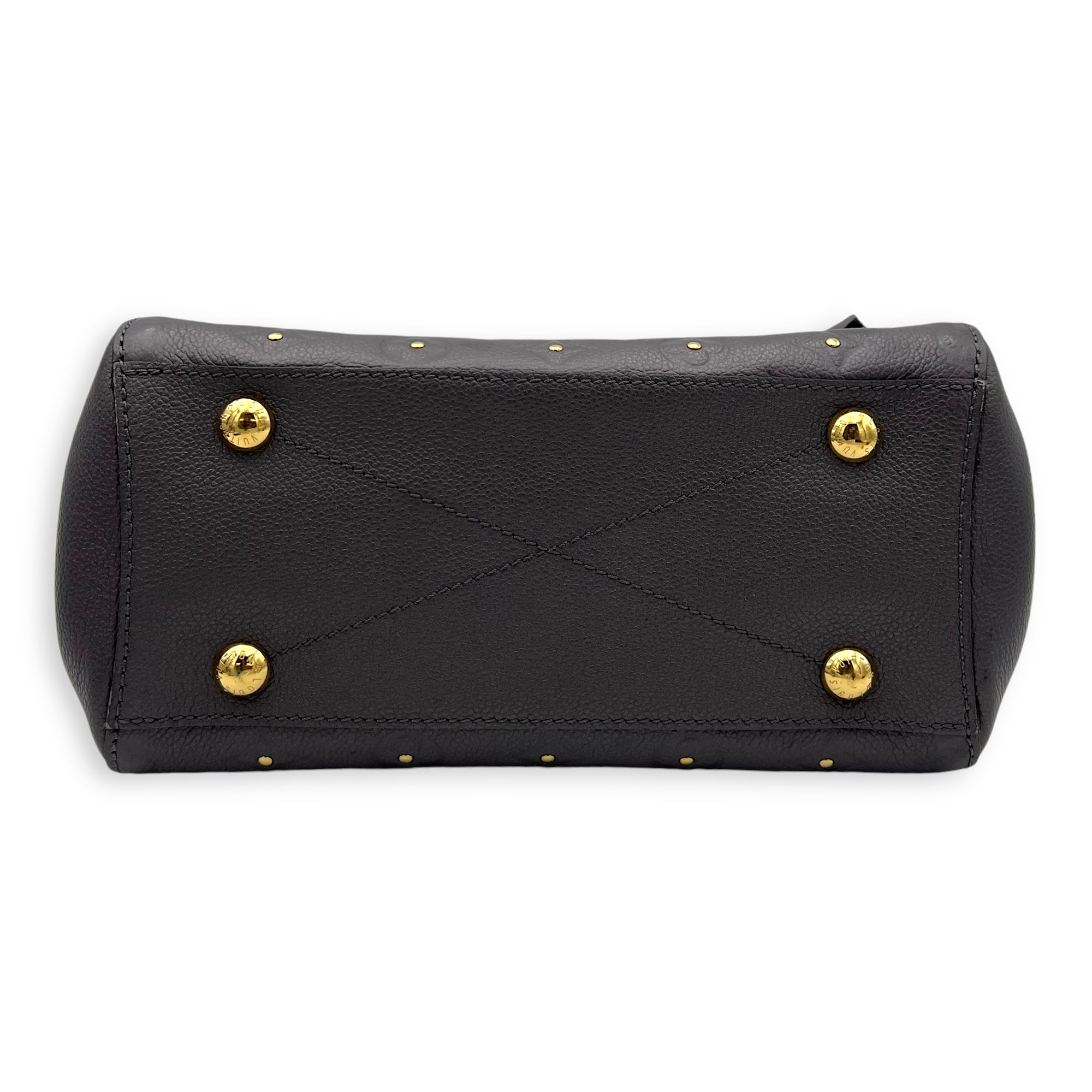 Louis Vuitton Montaigne Top Handle Bag BB Grey in Empreinte Leather, Gold hardware_5