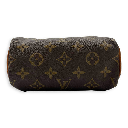 Louis Vuitton Speedy Crossbody Bag Brown in Monogram Coated Canvas, Gold hardware_5