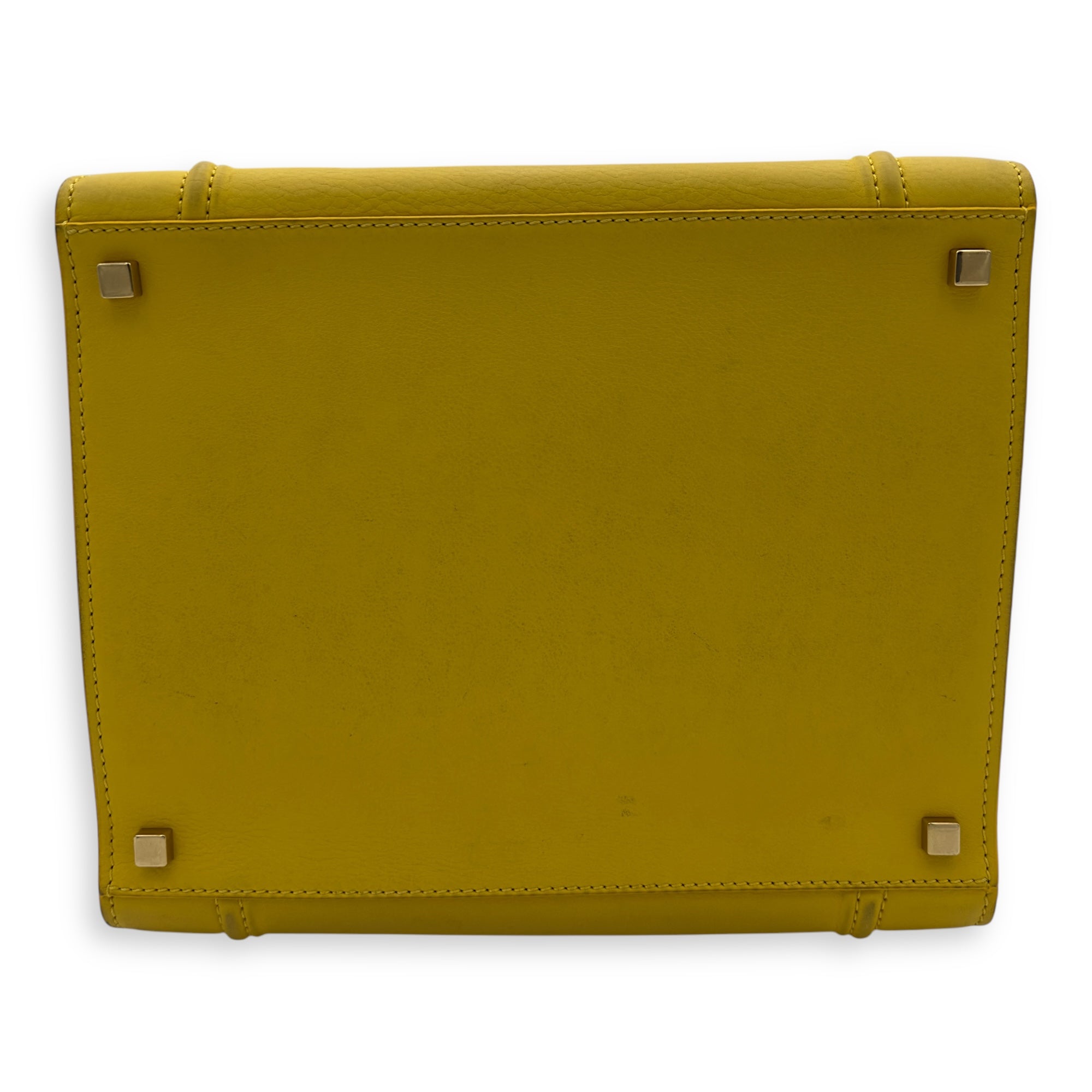 Celine Phantom Luggage Yellow Top Handle Bag in Calfskin, Gold hardware_5