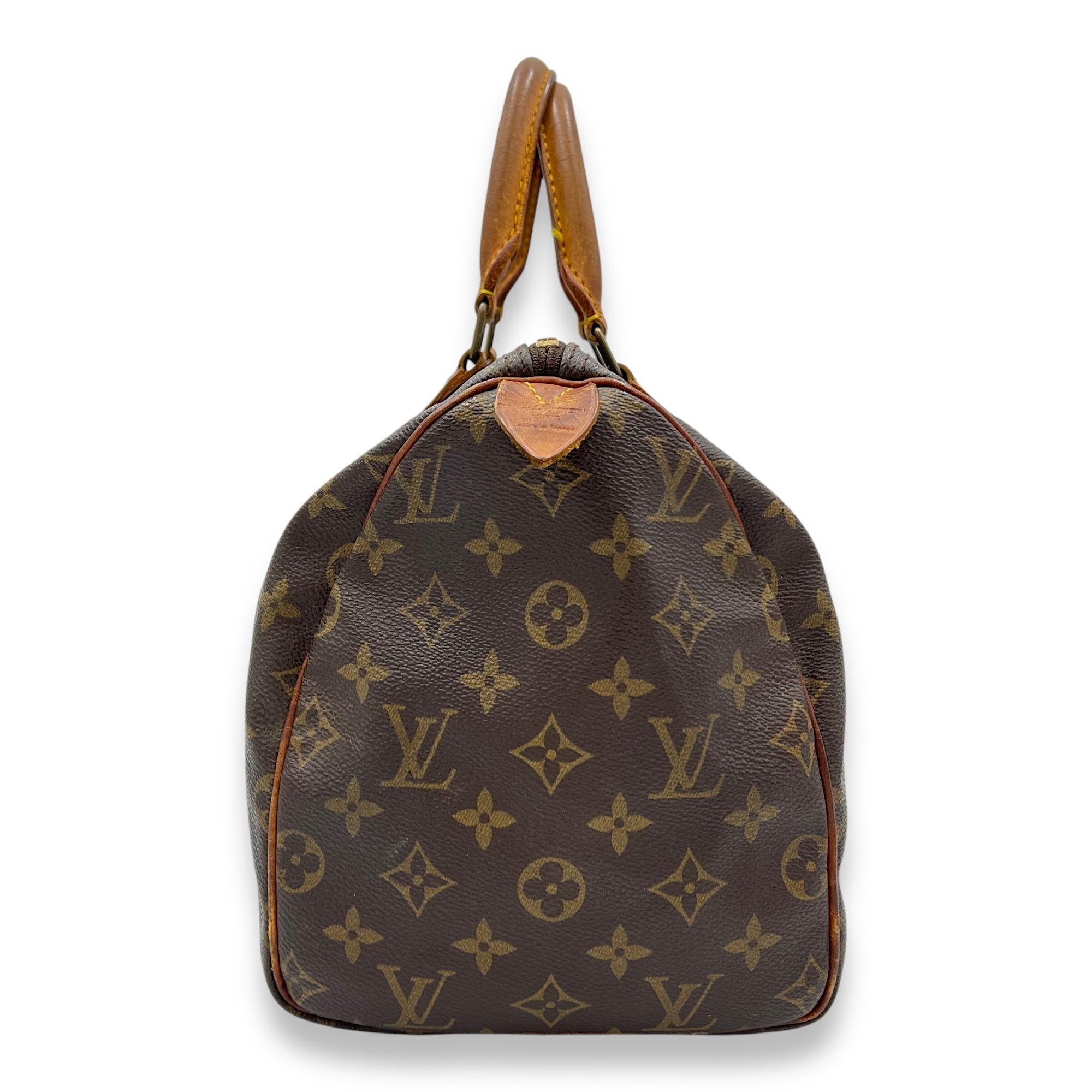 Louis Vuitton Speedy Top Handle Bag 30 Brown in Monogram Coated Canvas, Gold hardware_4