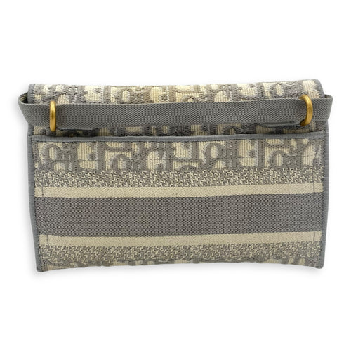 Christian Dior Saddle Belt Bag Grey in Jacquard, Gold hardware_2