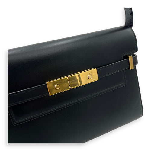 Saint Laurent Manhattan Shoulder Bag Black in Calfskin, Gold hardware_7