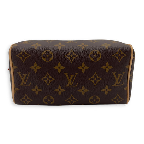 Louis Vuitton Speedy Bandouliere 20 Brown Top Handle Bag in Monogram Coated Canvas, Gold hardware_5