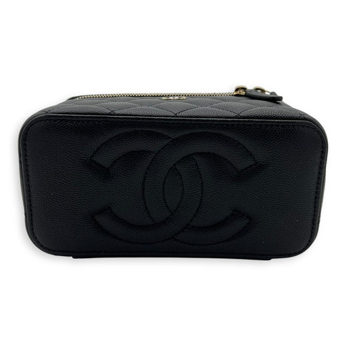 Chanel Vanity Small Black Crossbody Bag in Caviar Leather, Gold hardware_5