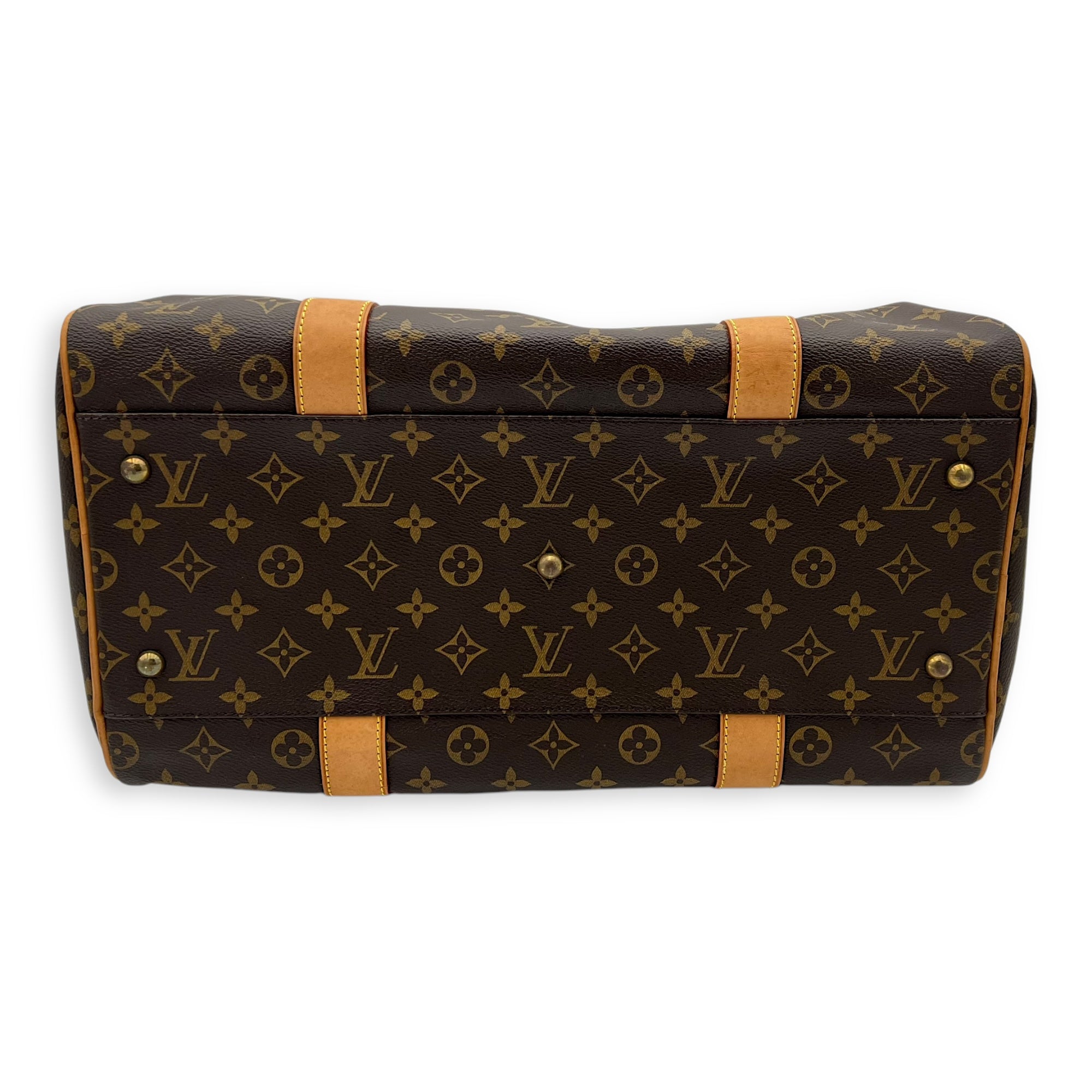 Louis Vuitton Carryall Travel Brown Top Handle Bag in Monogram Coated Canvas, Gold hardware_5