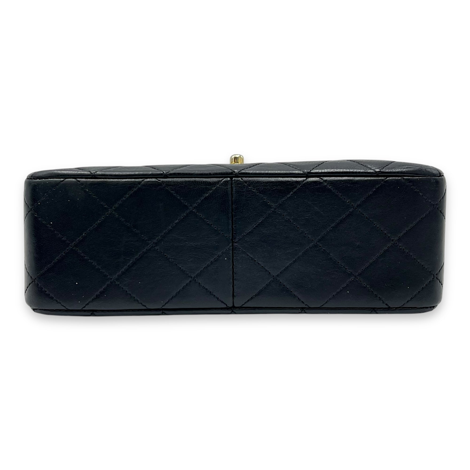 Chanel Vintage Classic Square Black Shoulder Bag in Lambskin, Gold hardware_5