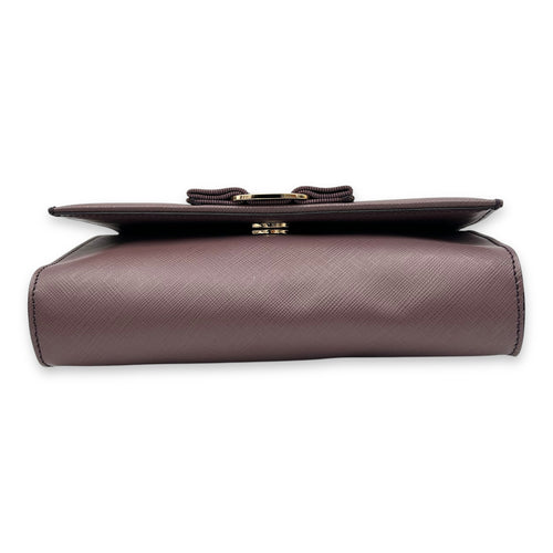 Salvatore Ferragamo Vara Bow Shoulder Bag Purple in Calfskin, Gold hardware_5