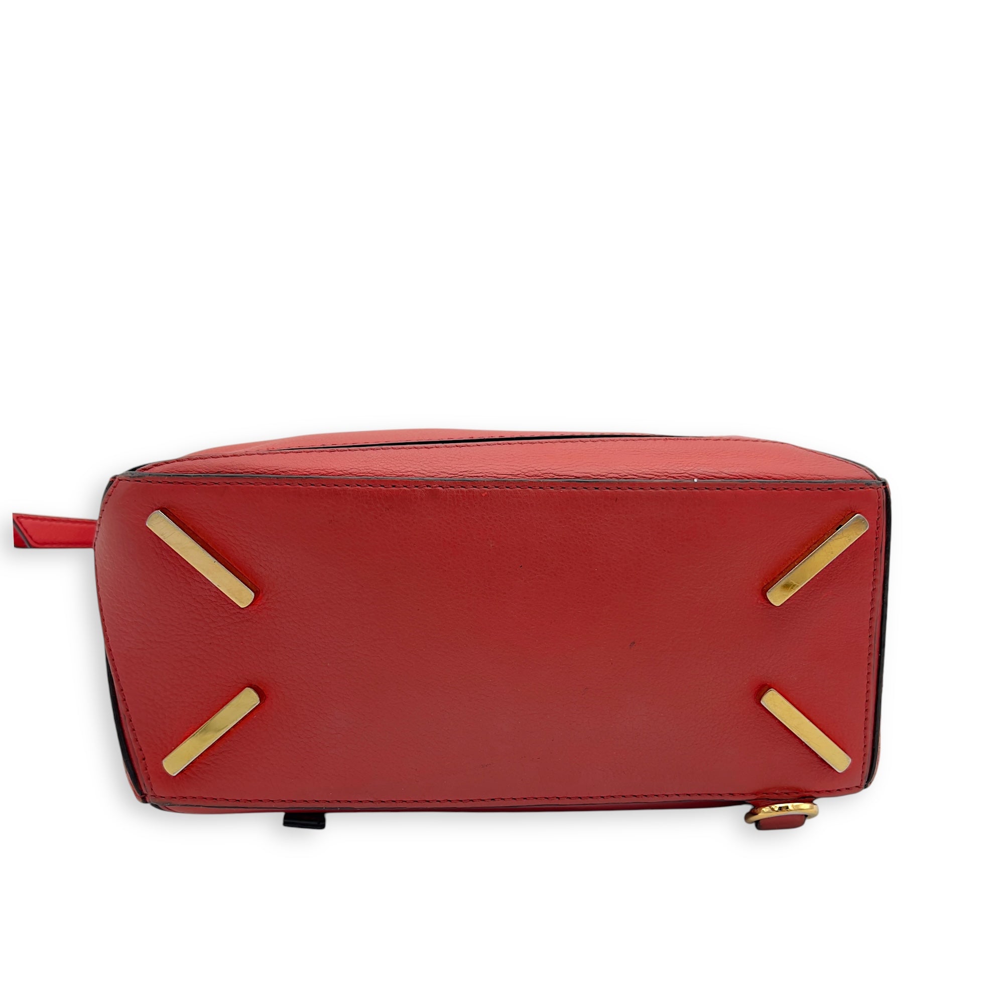 Loewe Puzzle Small Red Top Handle Bag in Calfskin, Gold hardware_5