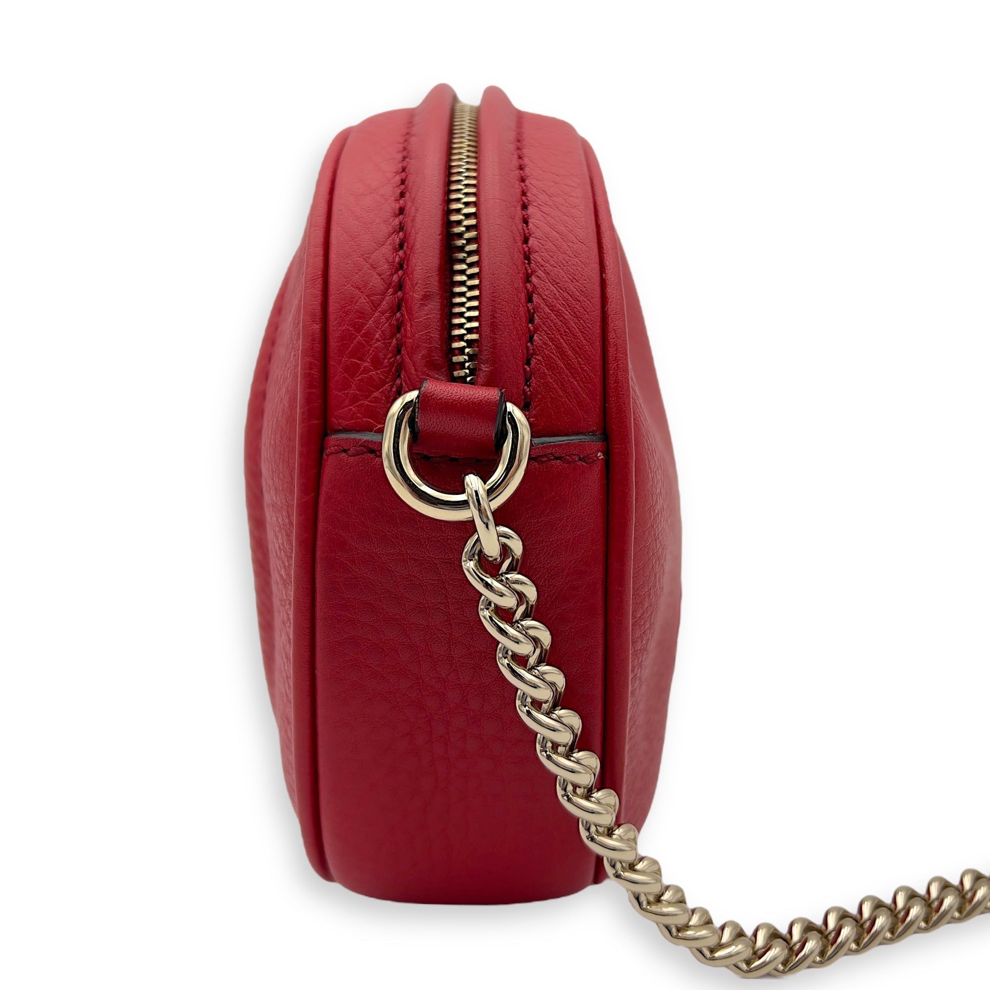 Gucci Soho Crossbody Bag Red in Calfskin, Gold hardware_4